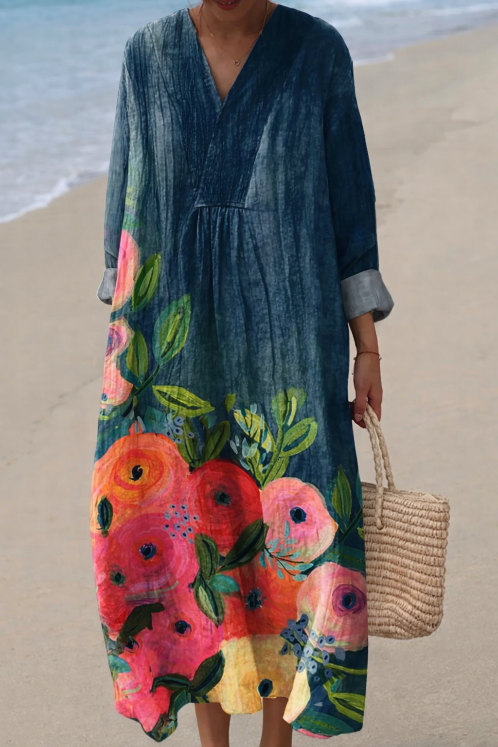 Lucia™ | Boho maxi šaty s květinovým potiskem v akvarelovém stylu
