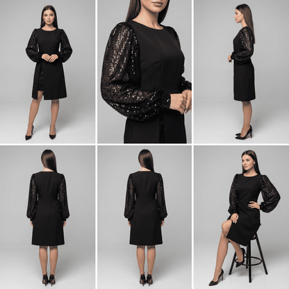 Anna™ | Elegancka sukienka z połyskującymi bufiastymi rękawami